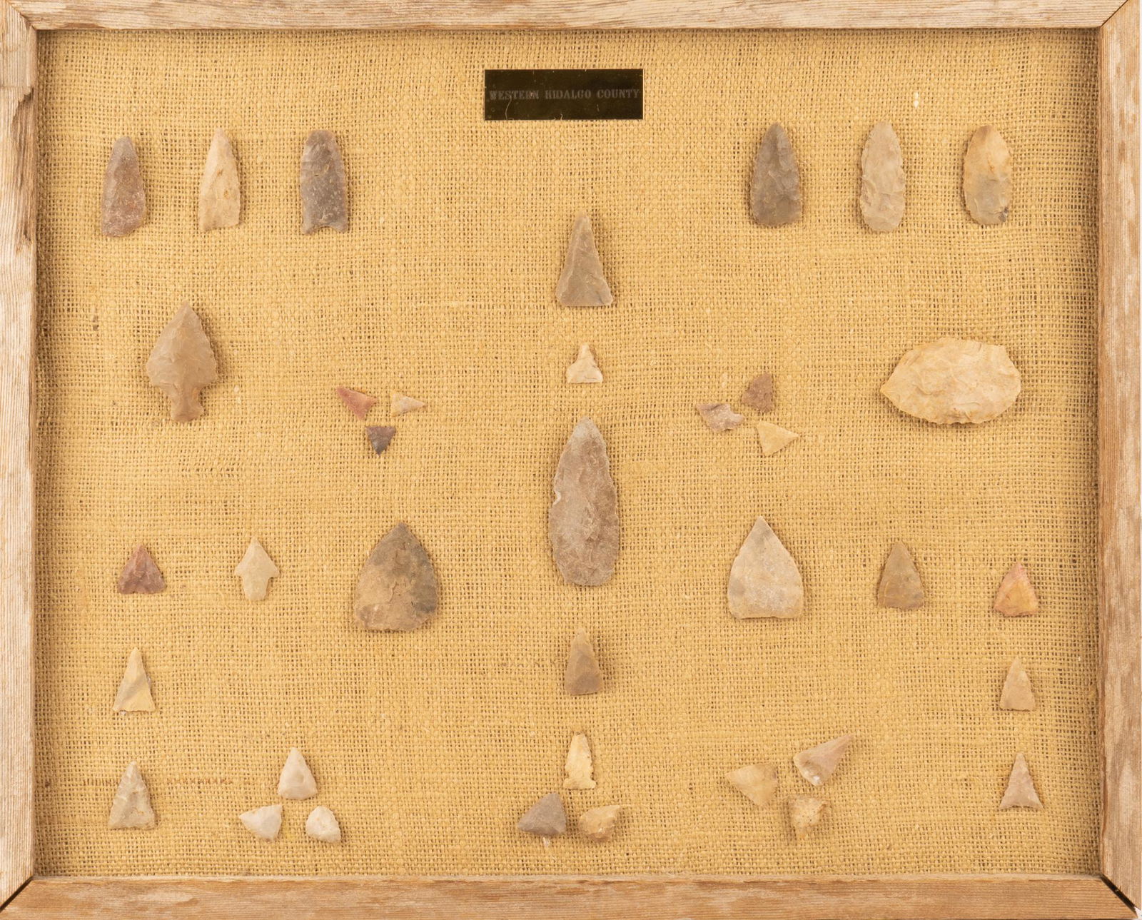 Framed Collection of (37) Arrowheads from Western Hidalgo County (1 of 3)