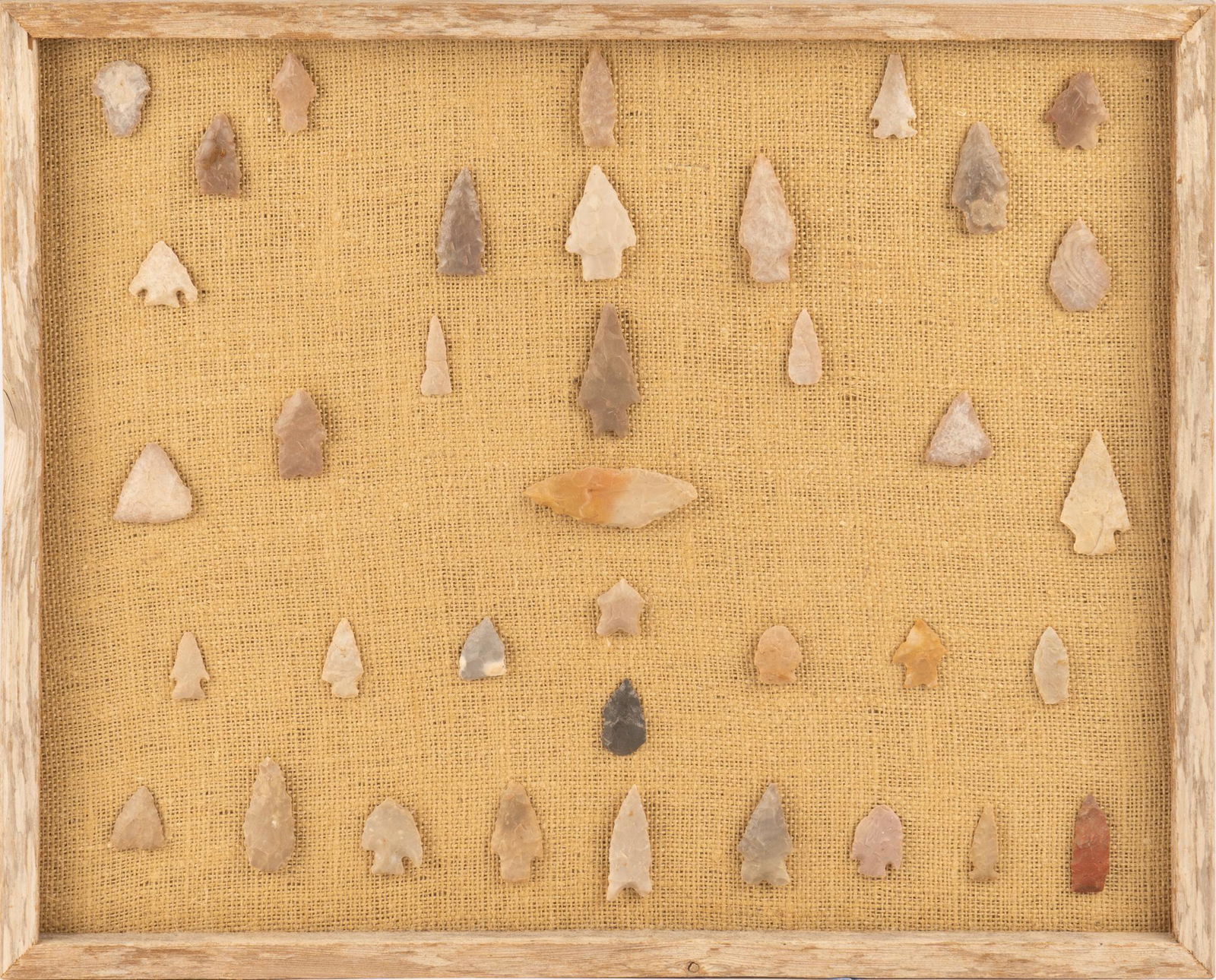 Framed Collection of (37) Stone Arrowheads (1 of 2)