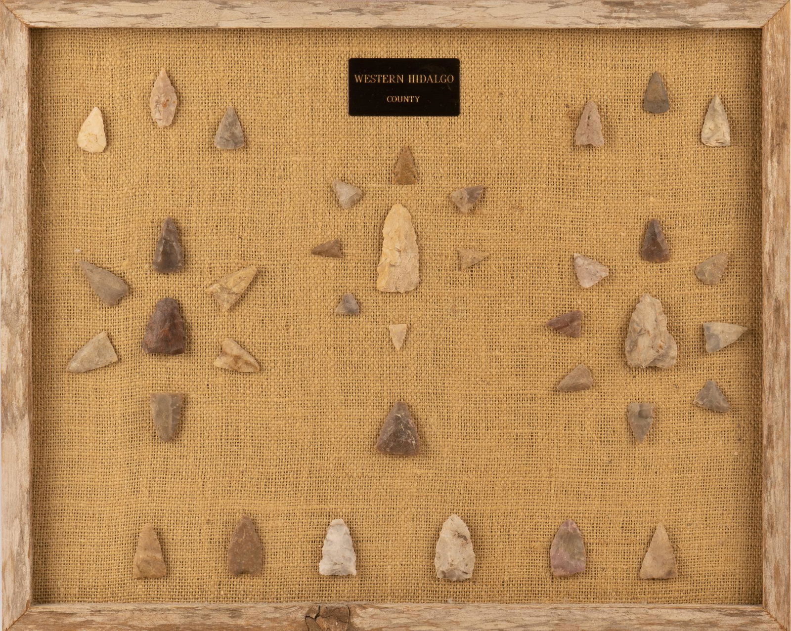 Framed Collection of (36) Arrowheads from West Hidalgo County (1 of 3)