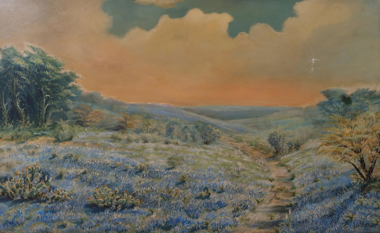 Minnie Clark King, (b. 1877, TX) Bluebonnet Landscape (1 of 4)