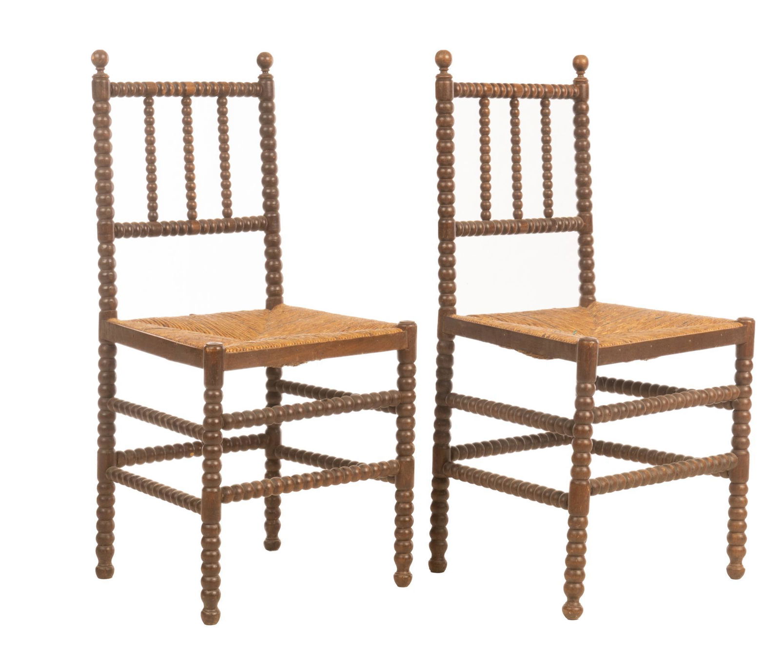 Pair of Rush Seat Bobbin Chairs (1 of 4)