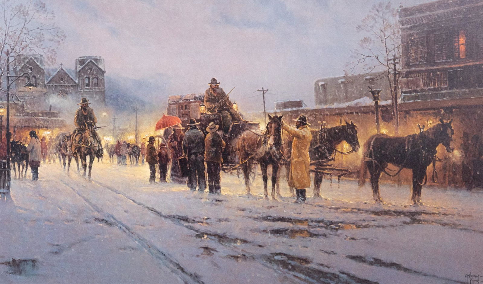 G. Harvey (Gerald Harvey Jones, 1933-2017, TX), "Santa Fe- End of the Trail" (1 of 6)