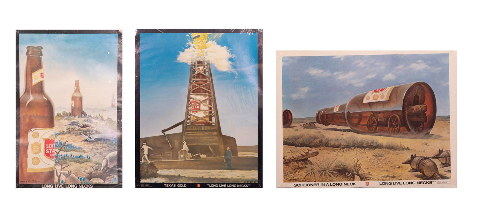 Jim Franklin (b.1943, TX), Set of (3) Lone Star Beer Advertising Prints (1 of 18)
