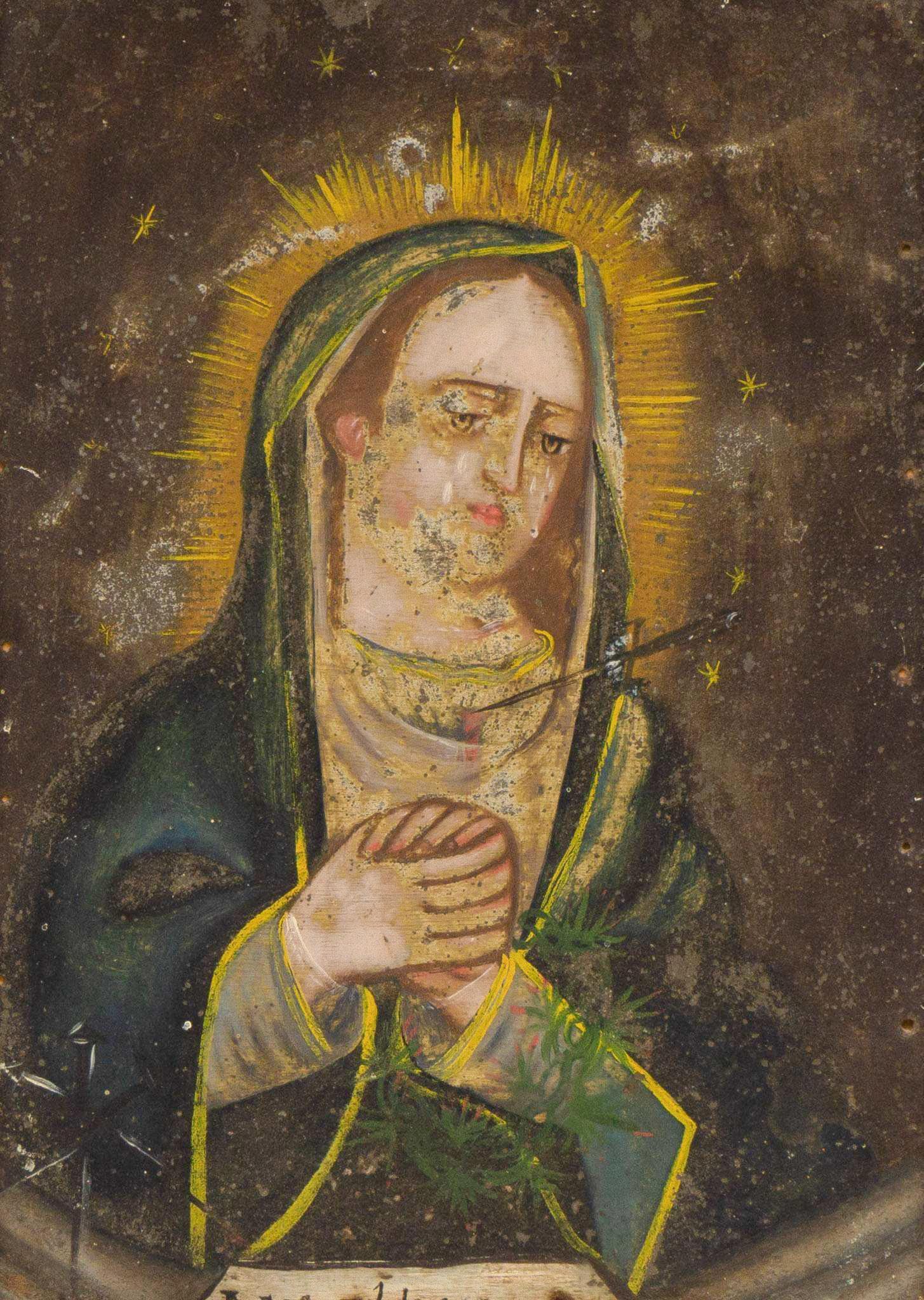20th C. Mexican Folk Art Retablo, Immaculate Heart of Mary (1 of 5)