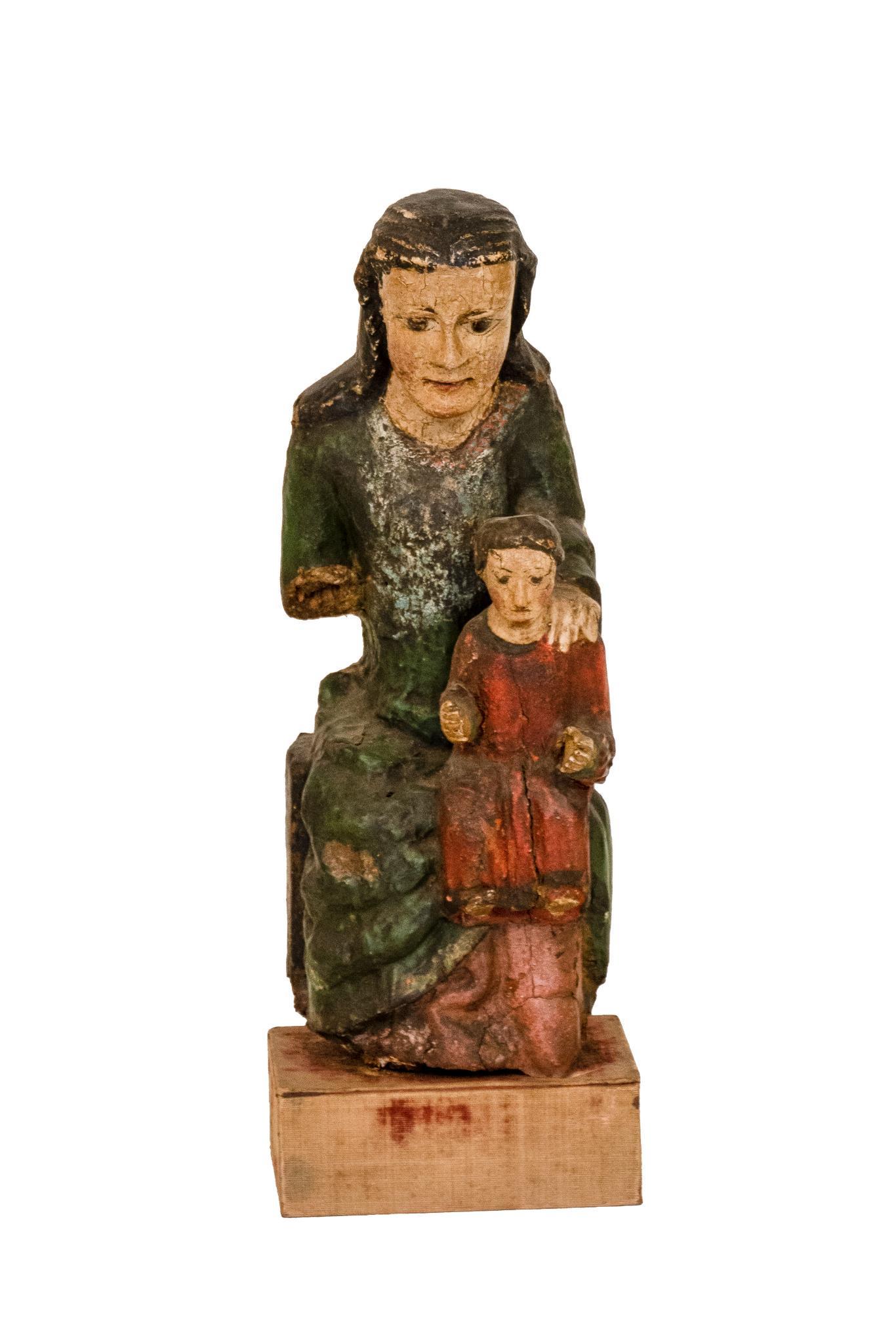 19th Century Polychrome Santo, Virgin and Child (1 of 2)