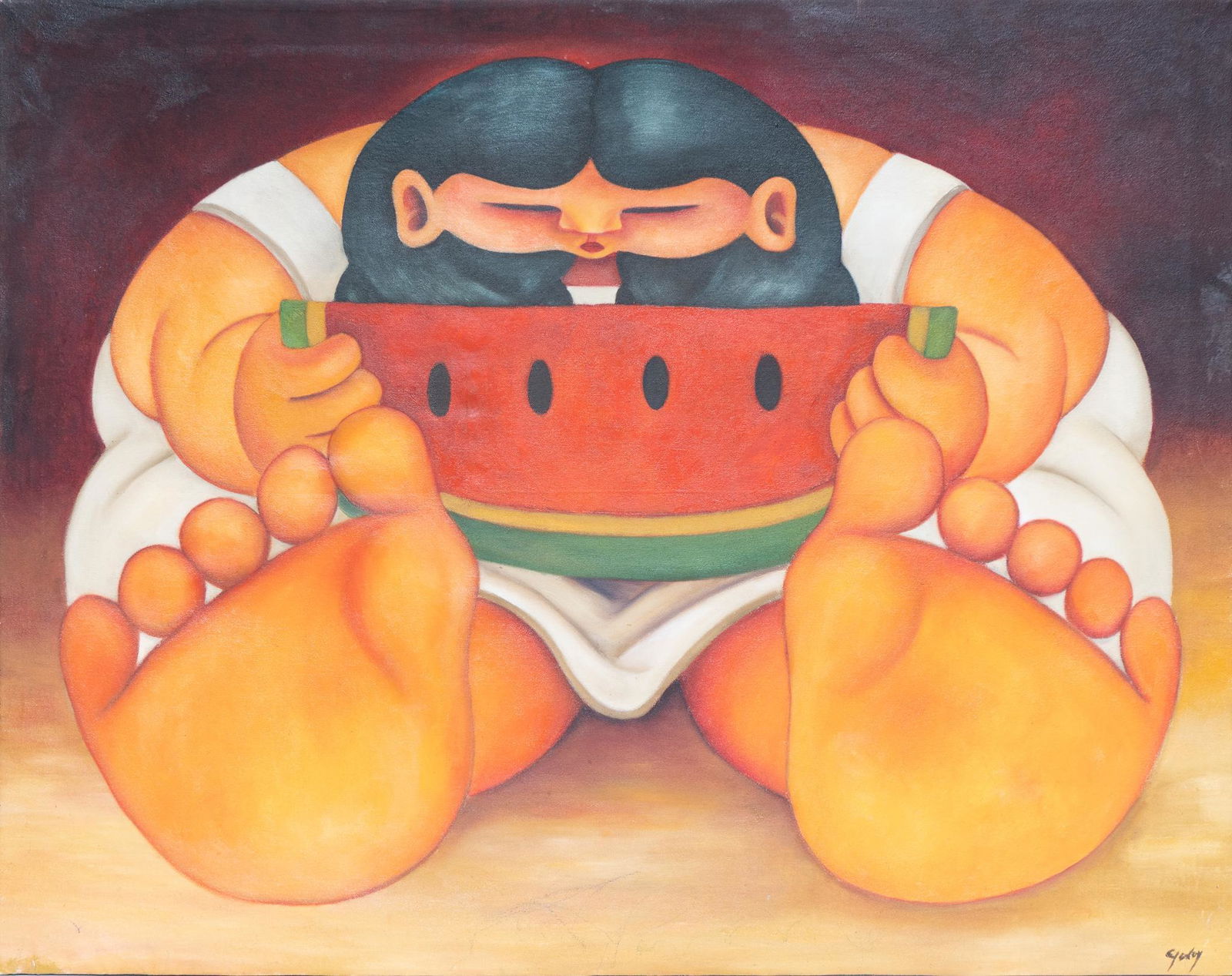 Alberto Godoy (b. 1960, Cuba, TX), Woman Eating Watermelon (1 of 3)