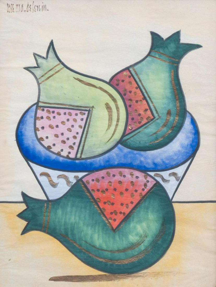 Jose Maria de Servin (1917-1983, AZ/Mexico), Three Pomegranates Still Life (1 of 4)