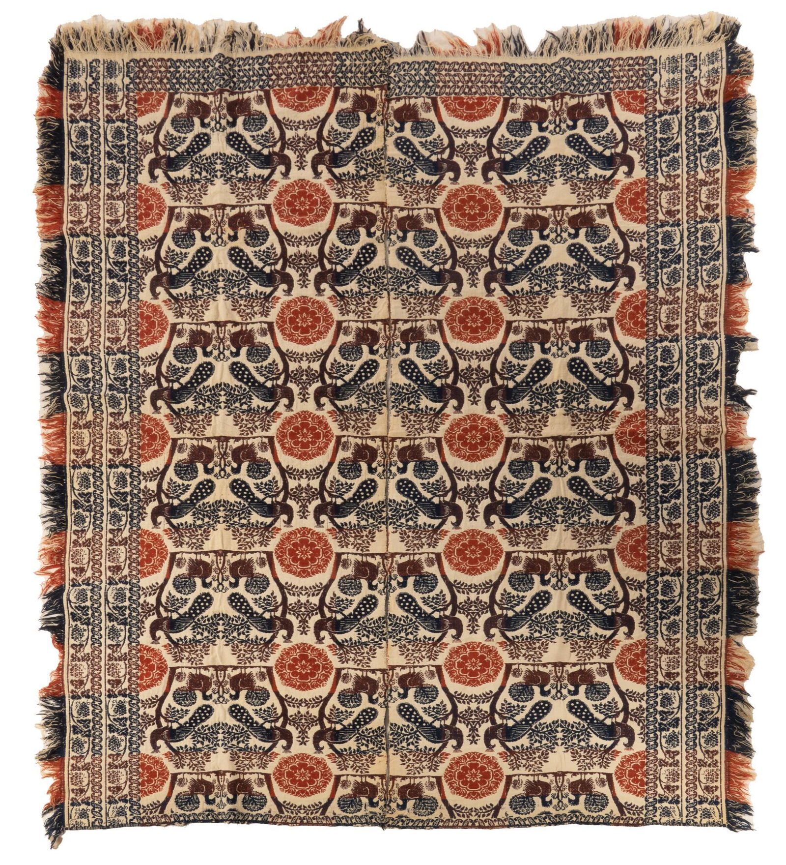 19th Century Jacquard Summer/Winter Coverlet (1 of 8)