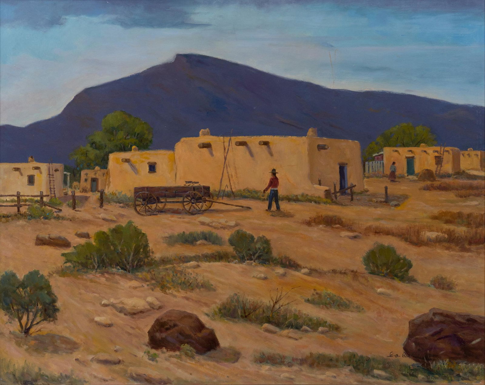 Woodrow Wilson Big Bow (1914-1988, Carnegie, OK), "Taos Pueblo" (1 of 5)