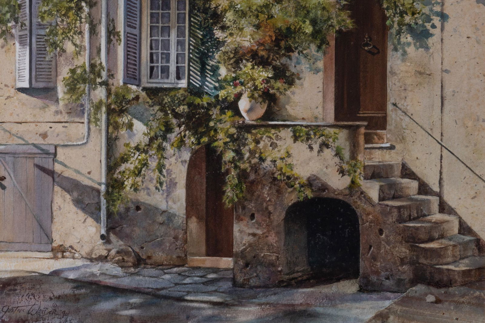 Gustave Wander (1934-2017), Courtyard Scene, 1992 (1 of 4)