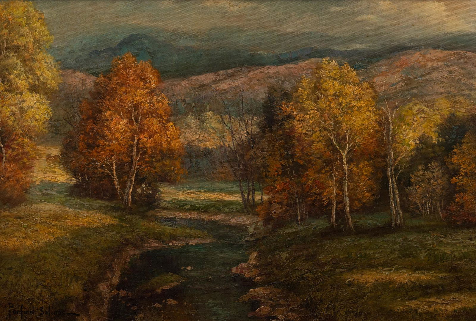 Signed Porfirio Salinas, Autumn Landscape (1 of 4)