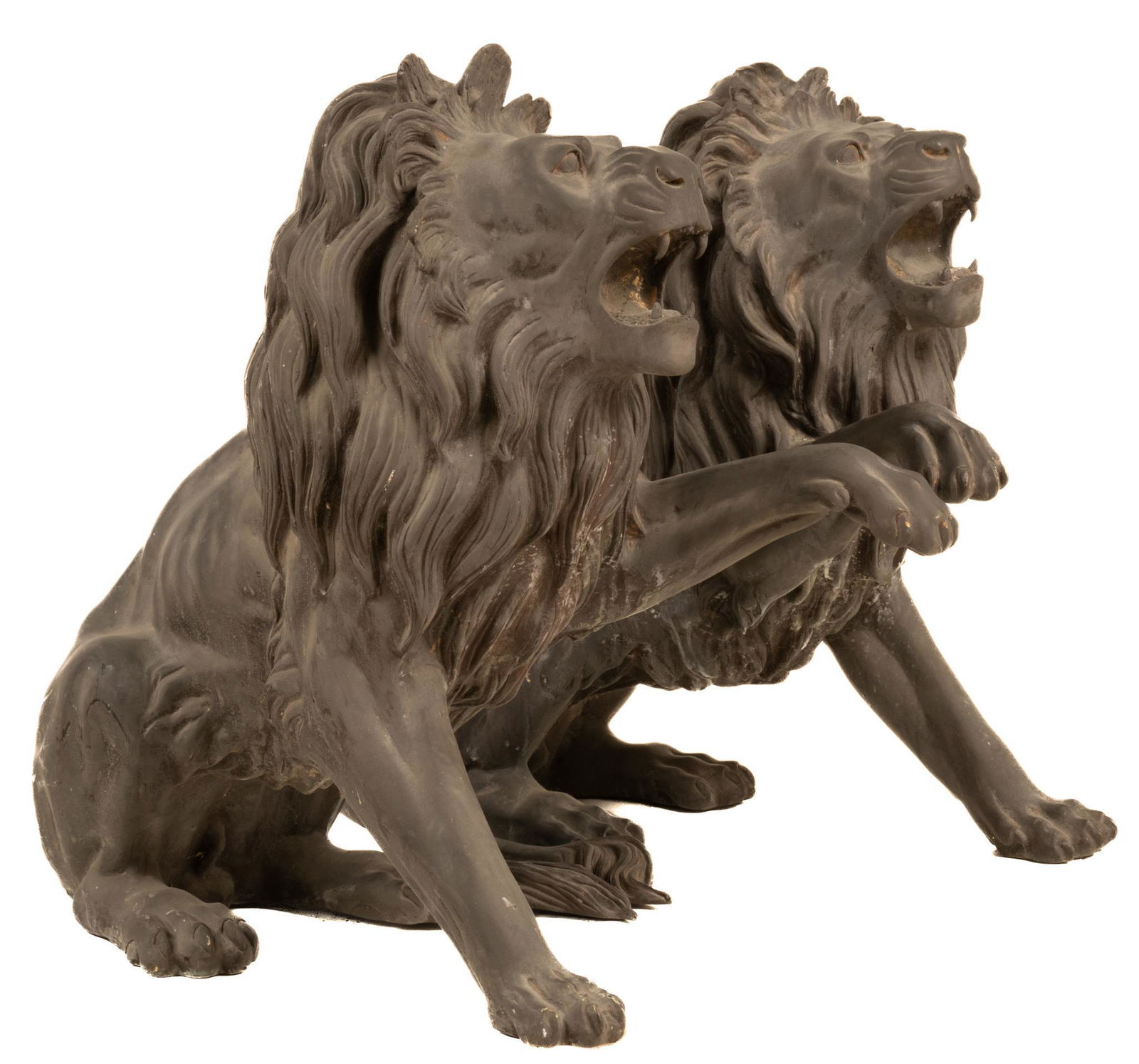 Pair of Cast Iron Lion Statues (1 of 4)