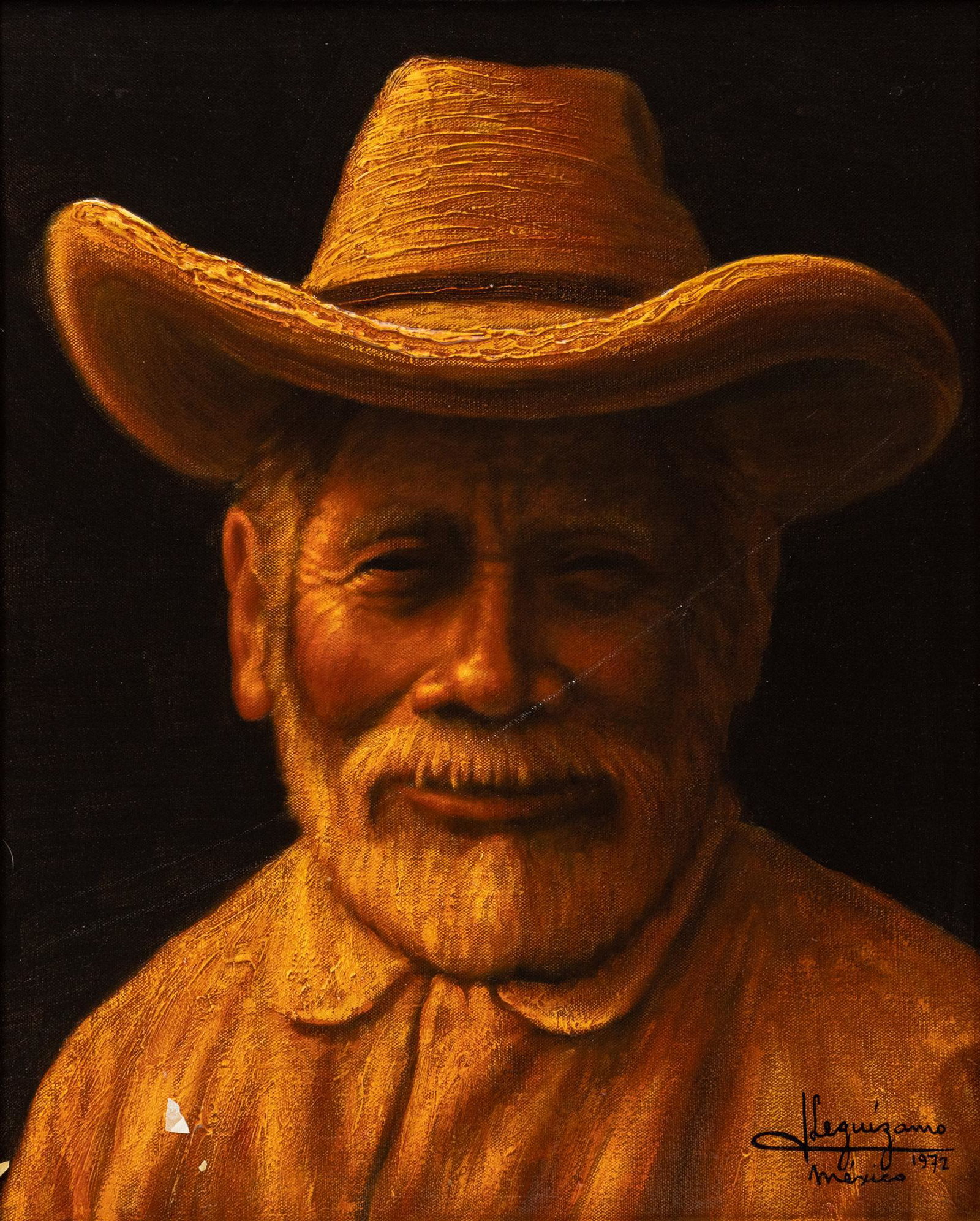 Jorge Leguizamo, "The Old Man", 1972: Jorge Leguizamo, "The Old Man", 1972, oil on canvas, sight: 19 x 15.5", frame: 25 x 21" Provenance: A San Antonio, Texas collection We happily provide seamless shipping services on eve