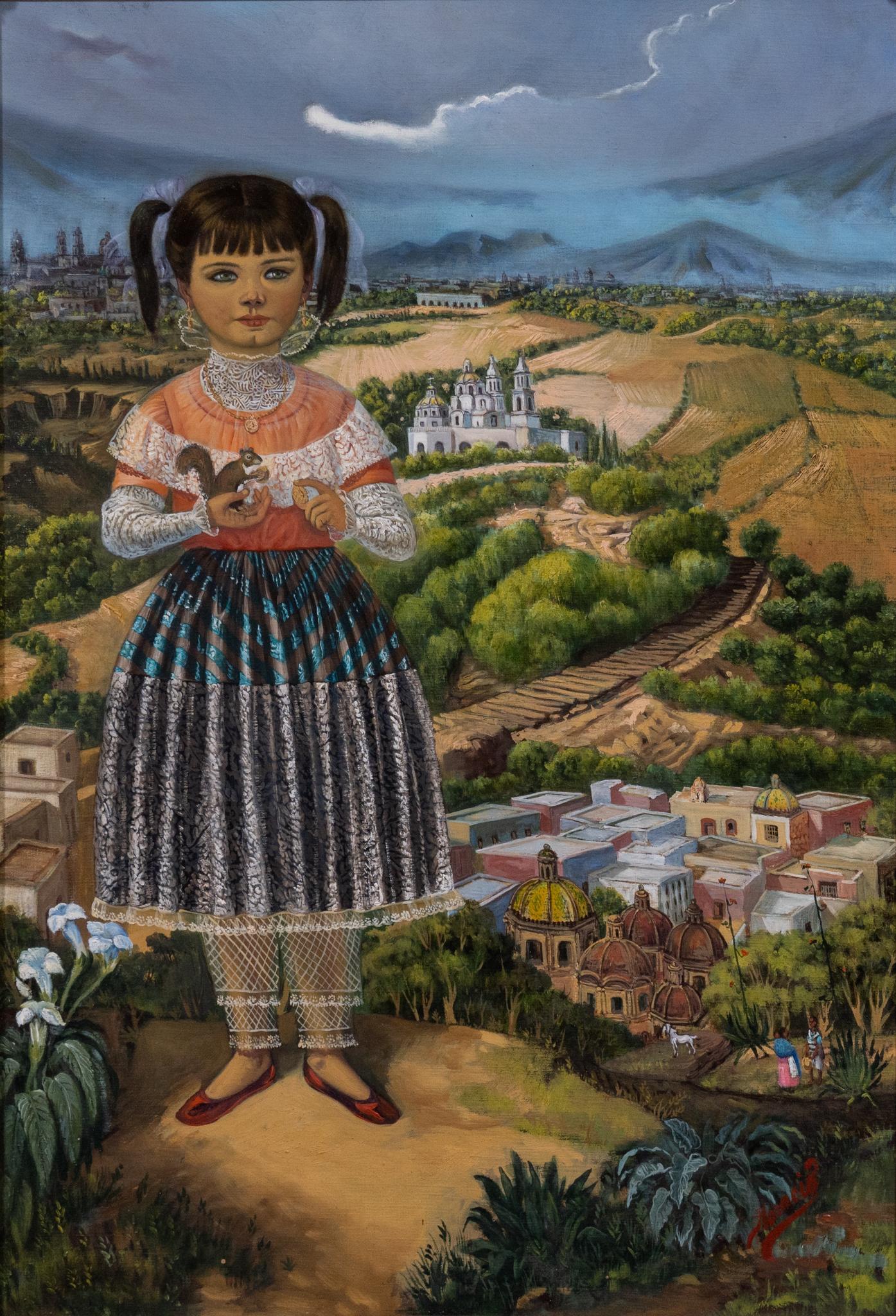 Horacio Renteria Rocha (1912-1972, Mexico), "Girl Holding a Squirrel" (1 of 5)