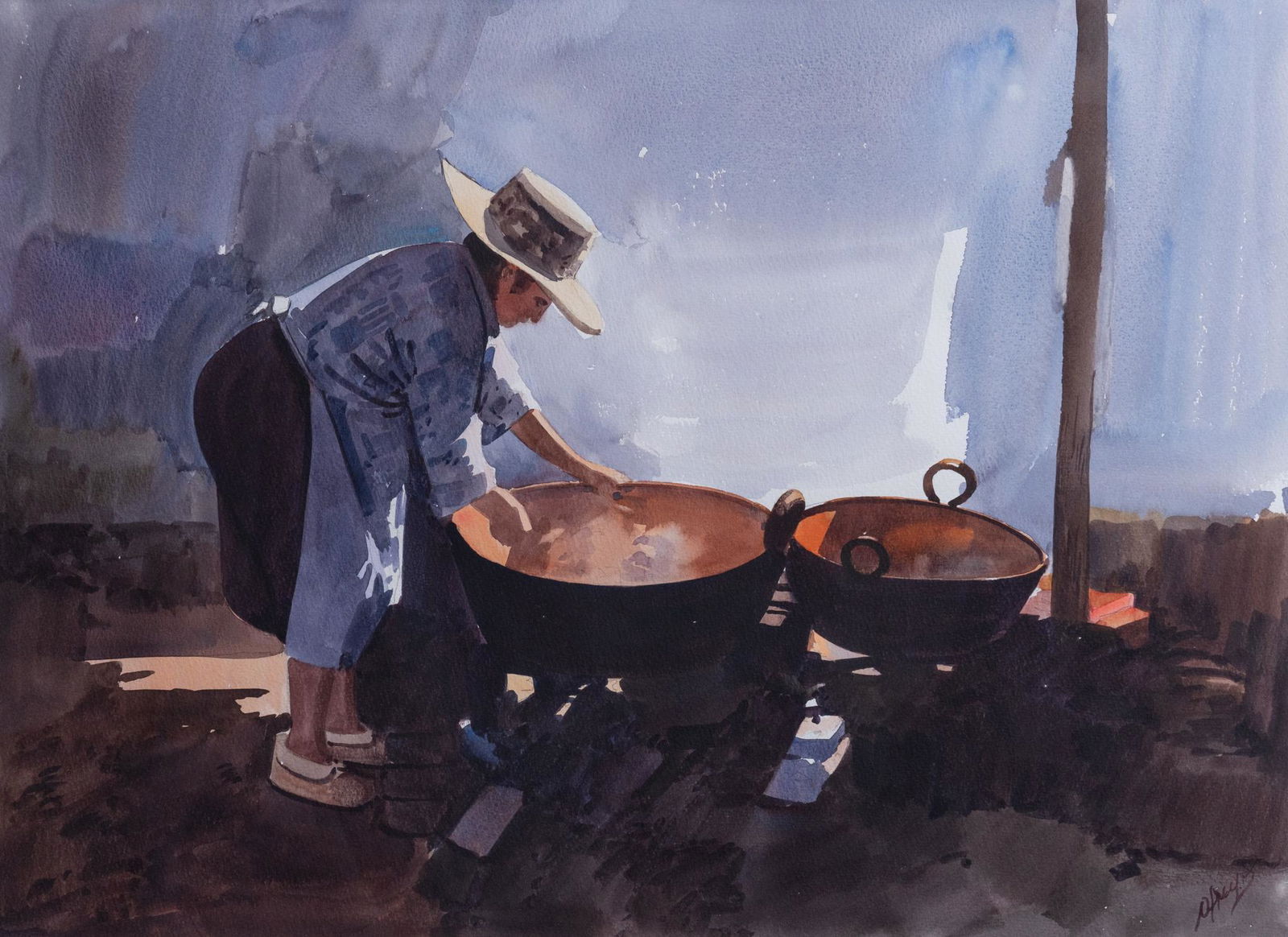 Phillips, Woman with Copper Pots, Watercolor (1 of 4)