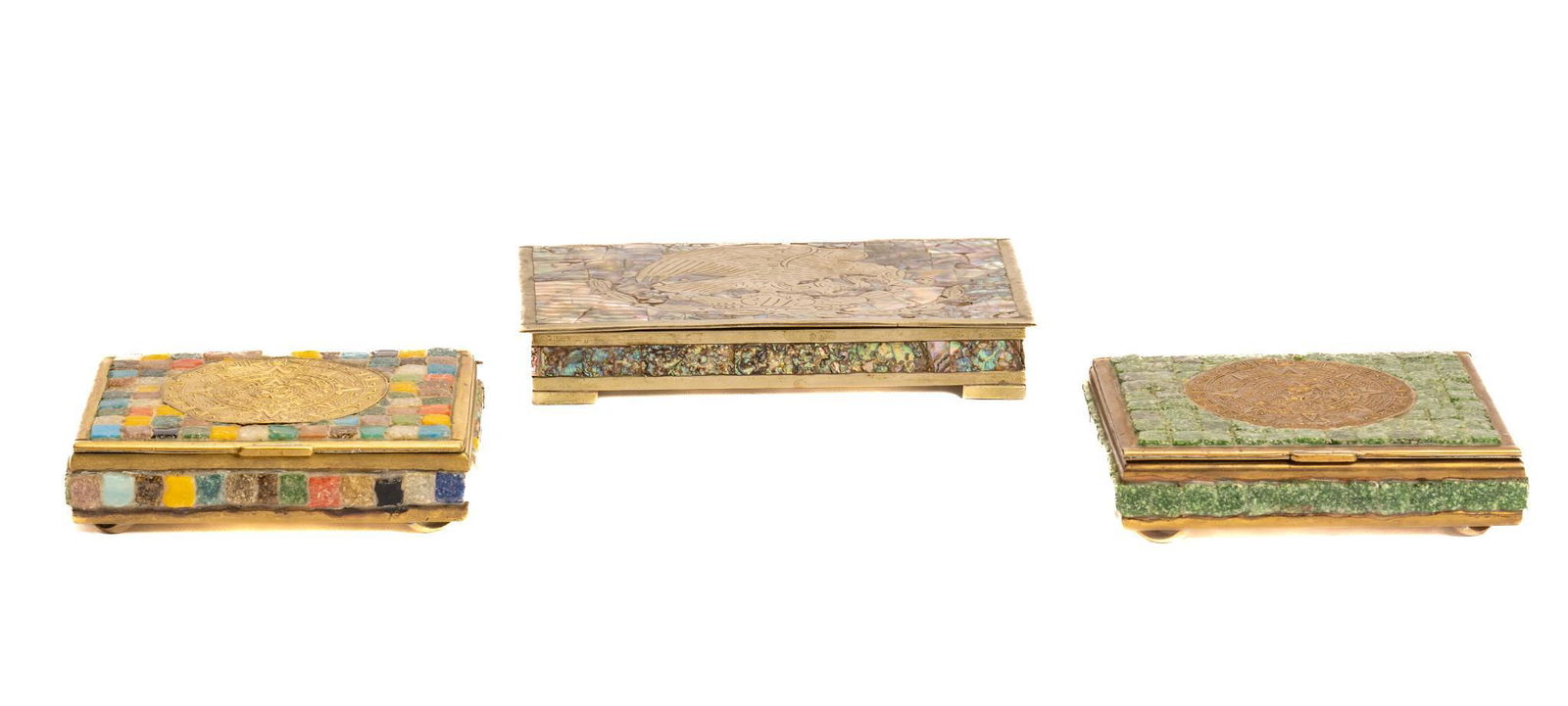 Set of (3) Mexican Mosaic Trinket Boxes (1 of 10)