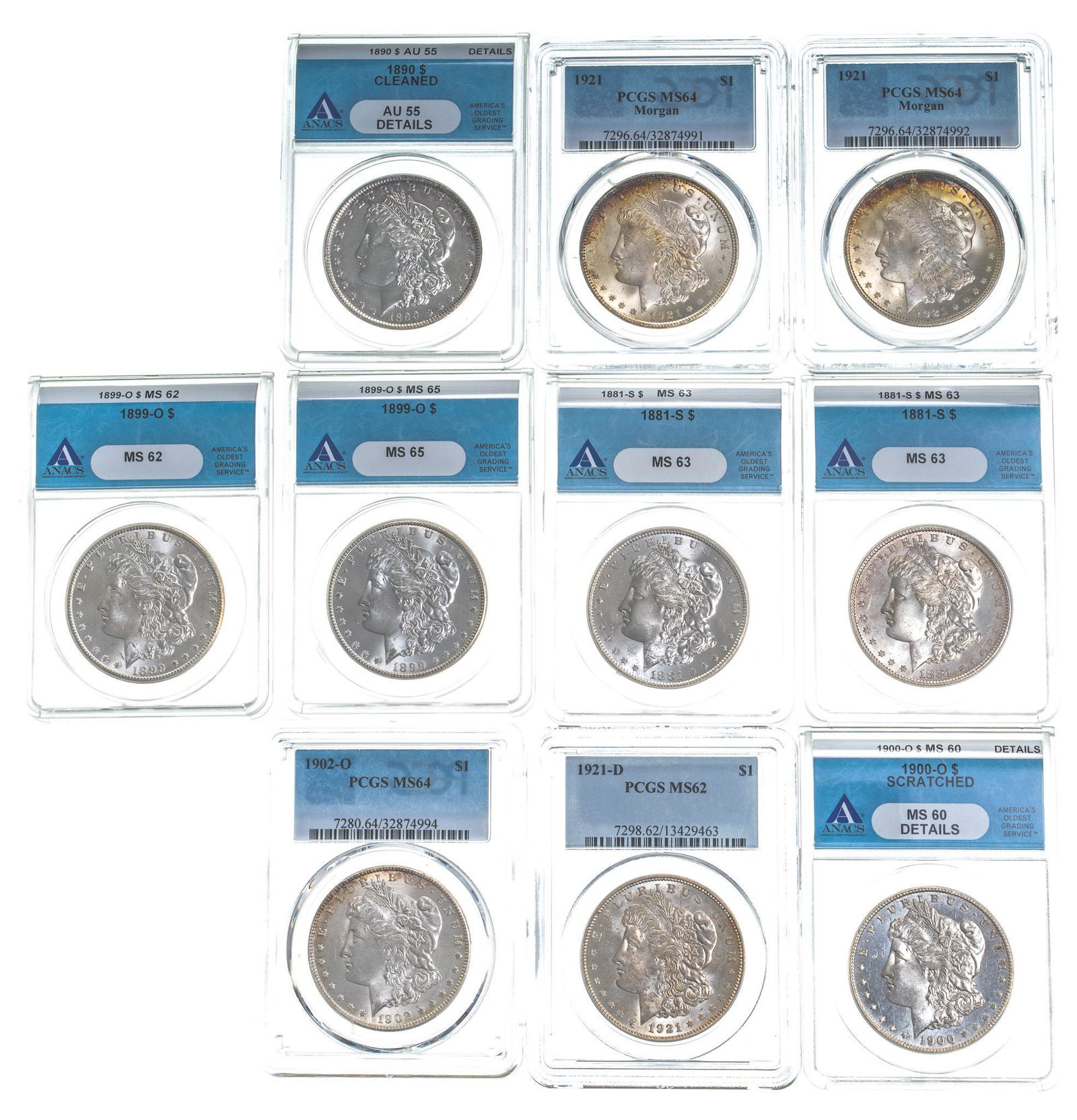 (10) Graded Morgan Silver Dollars (1 of 2)