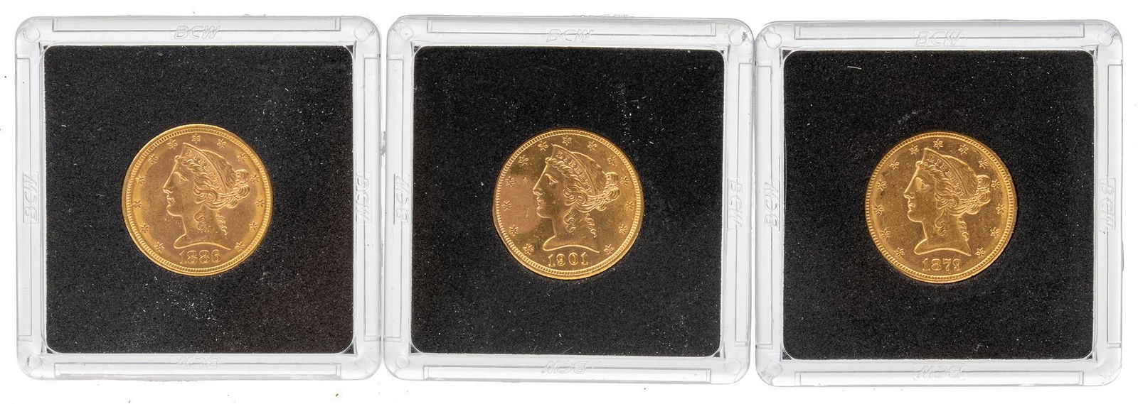 (3) US Five Dollar Gold Coins (1 of 2)