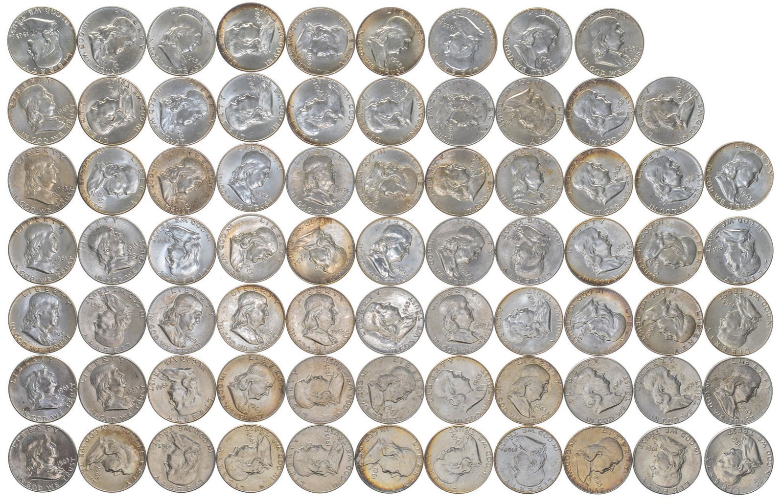 (74) Benjamin Franklin Silver Half Dollars (1 of 2)