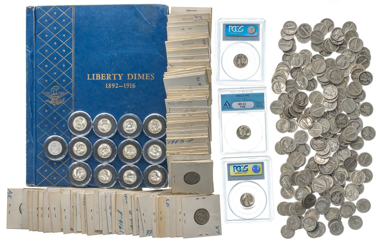 (325) Mixed Dimes- Liberty Head, Mercury Head, Barber (1 of 12)