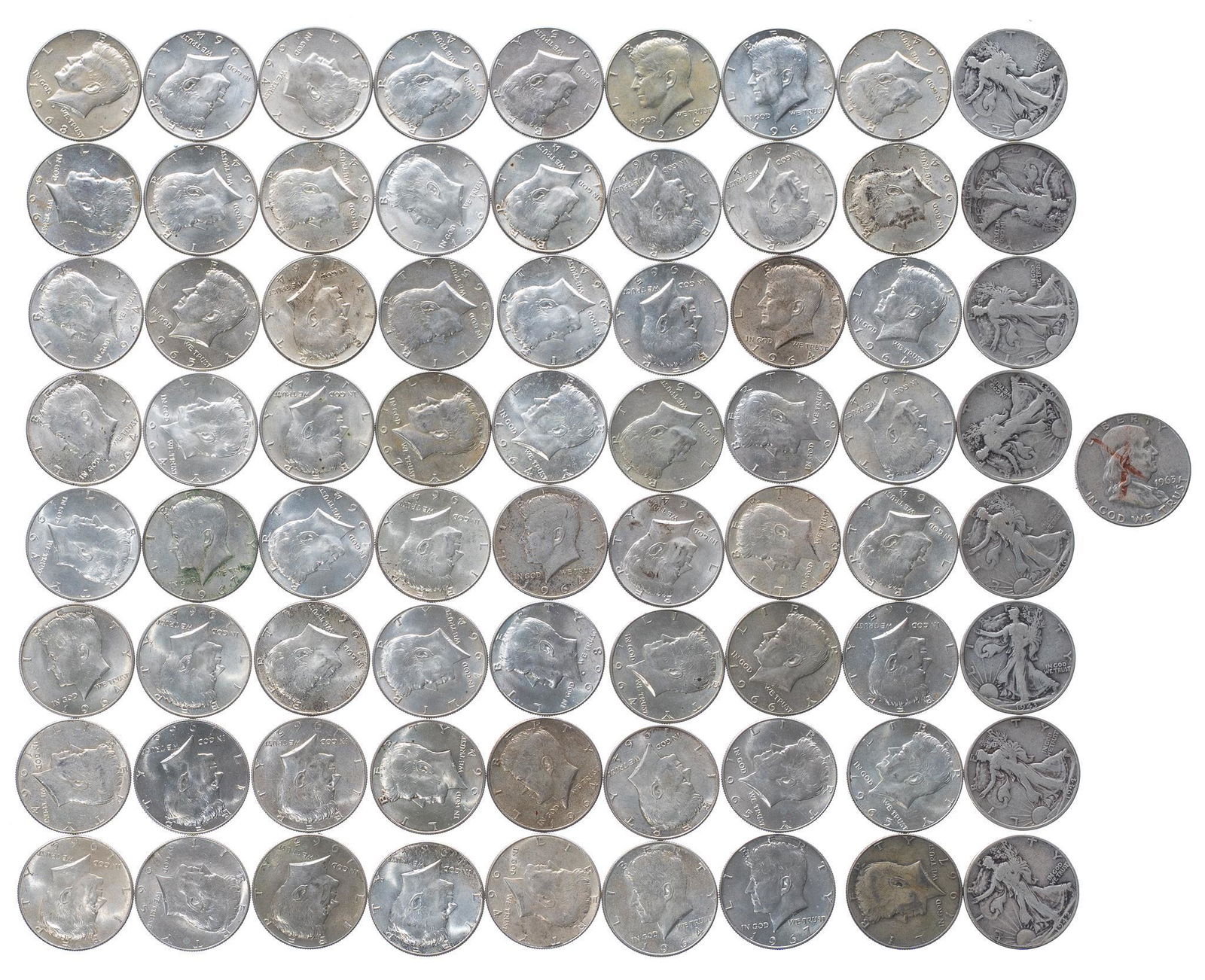 Kennedy & Liberty Silver Half Dollars (1 of 2)
