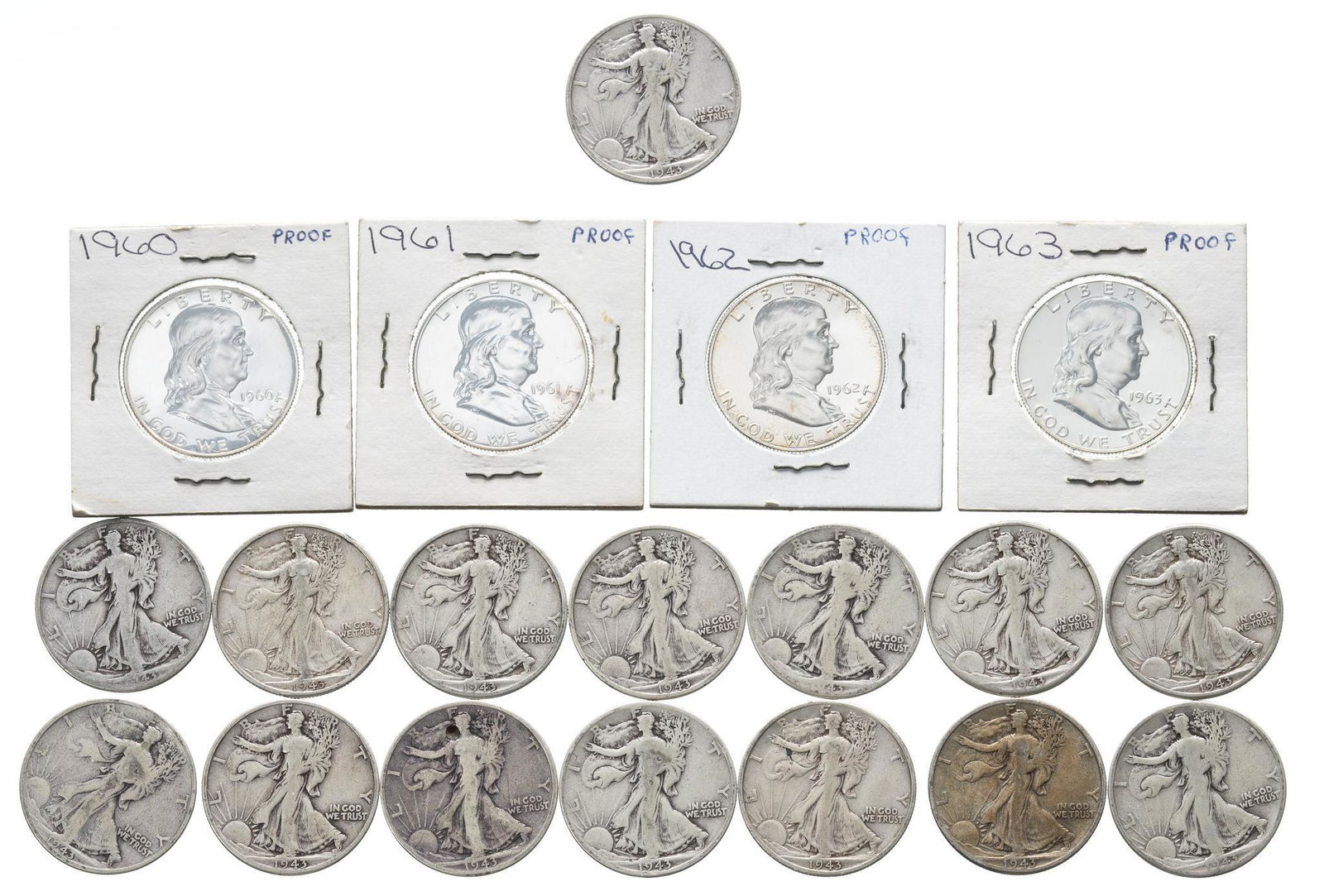 Silver Walking Liberty  & Benjamin Franklin Half Dollars (1 of 2)