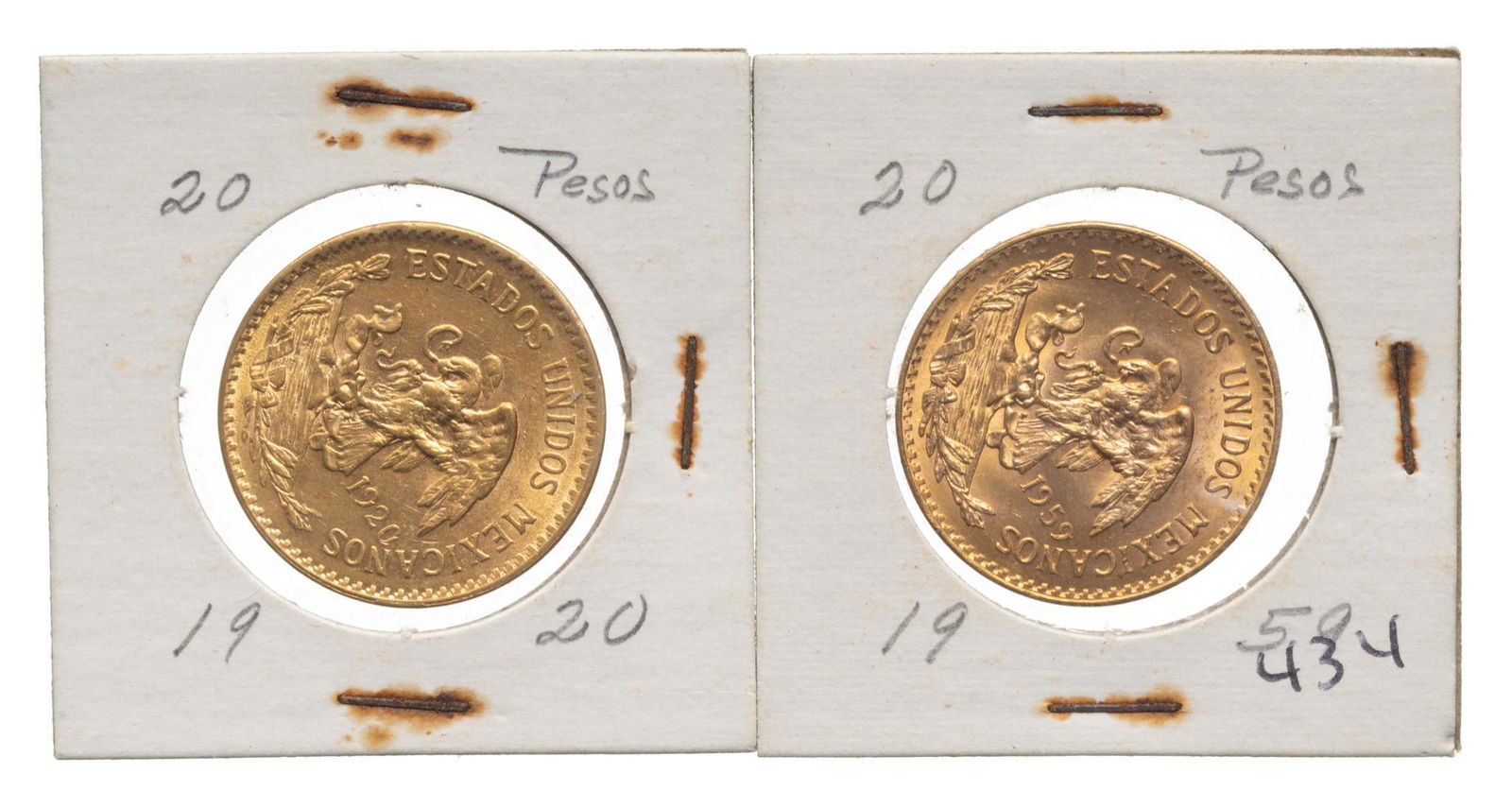 (2) Mexican Gold 20 Pesos (1 of 2)