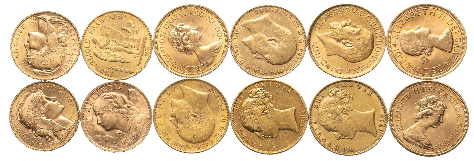 (12) Mixed French Swiss & British Gold Coins (1 of 2)