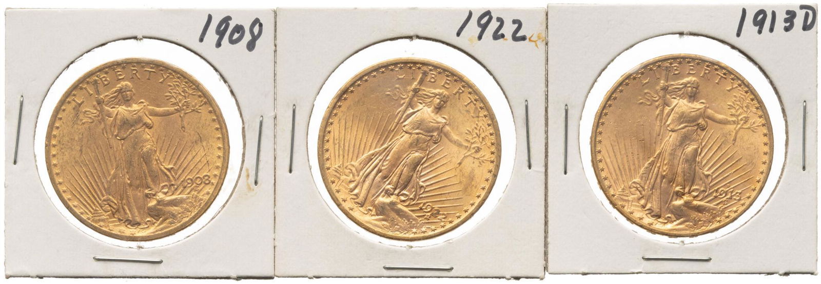 (3) US 20 Dollar Saint Gaudens Gold Coins (1 of 2)