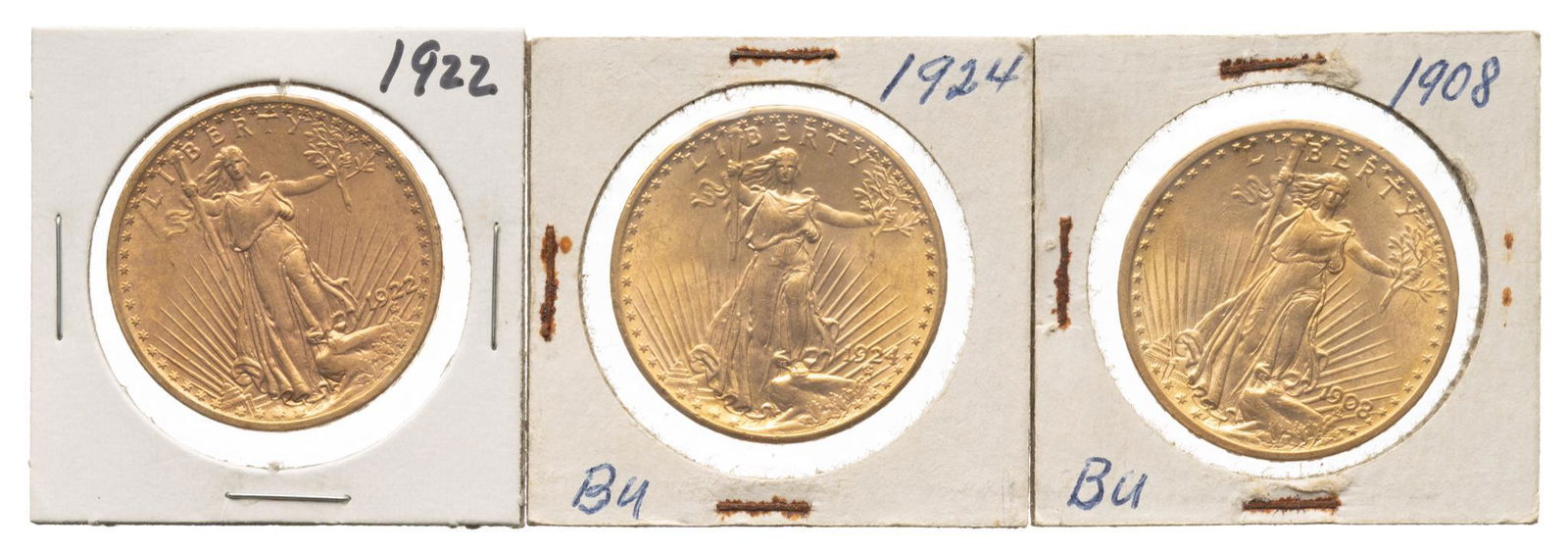 (3) US 20 Dollar Saint Gaudens Gold Coins (1 of 2)