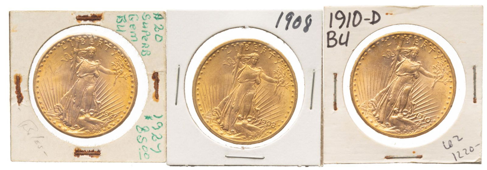 (3) US 20 Dollar Saint Gaudens Gold Coins (1 of 2)