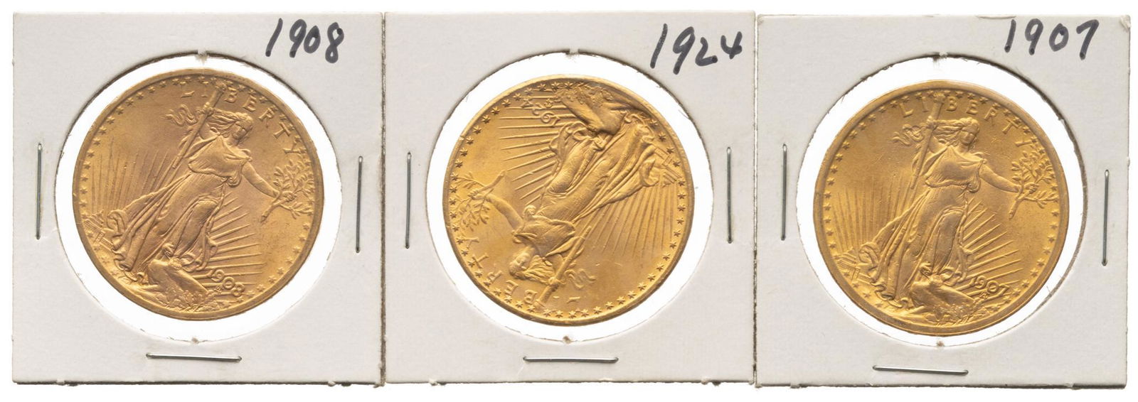 (3) US 20 Dollar Saint Gaudens Gold Coins (1 of 2)