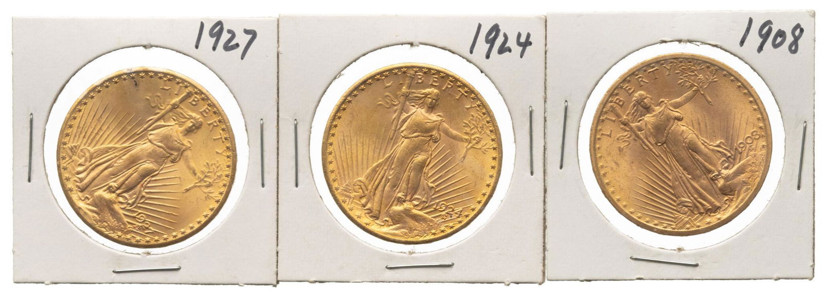 (3) US 20 Dollar Saint Gaudens Gold Coins (1 of 2)