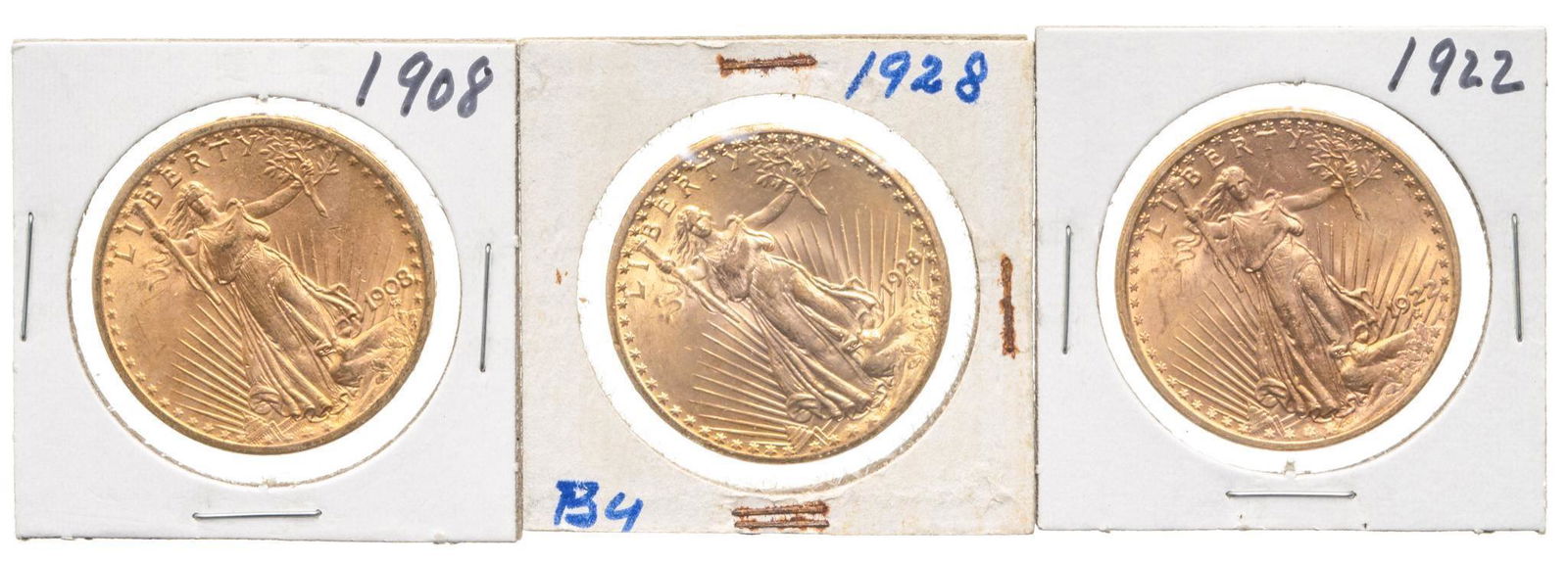 (3) US 20 Dollar Saint Guadens Gold Coins (1 of 3)