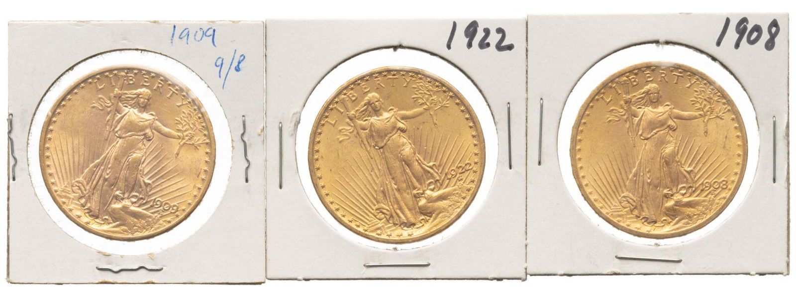 (3) US 20 Dollar Saint Gaudens Gold Coins (1 of 2)