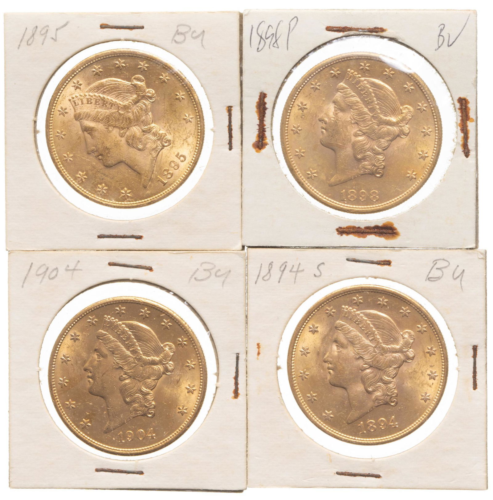 (4) US 20 Dollar Liberty Head Gold Coins (1 of 2)
