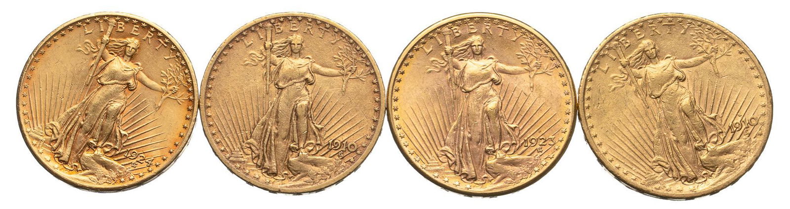 (4) US 20 Dollar Saint Guadens Gold Coins (1 of 2)