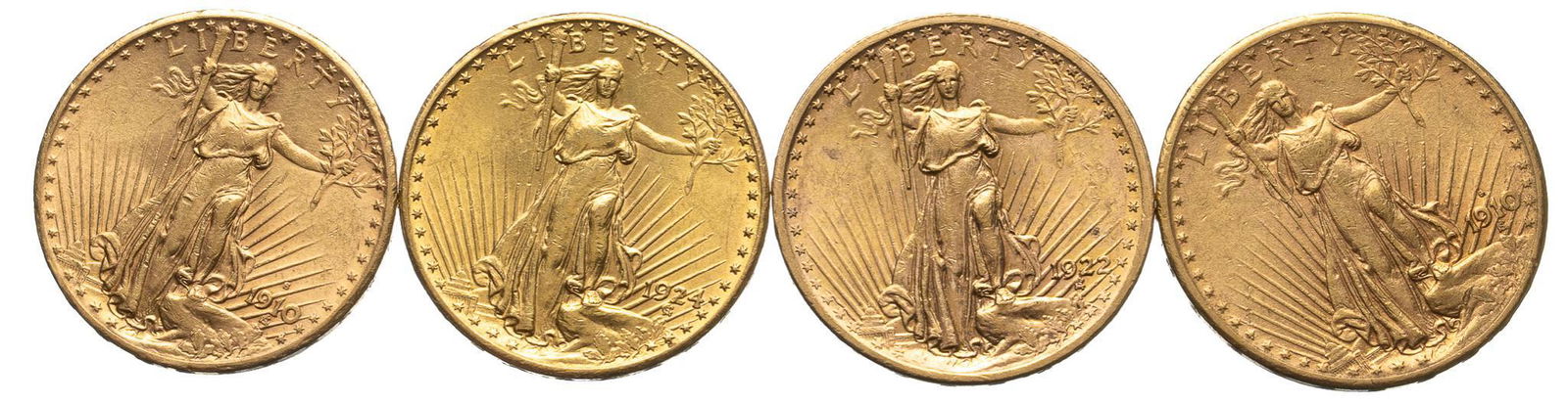 (4) US 20 Dollar Saint Guadens Gold Coins (1 of 2)