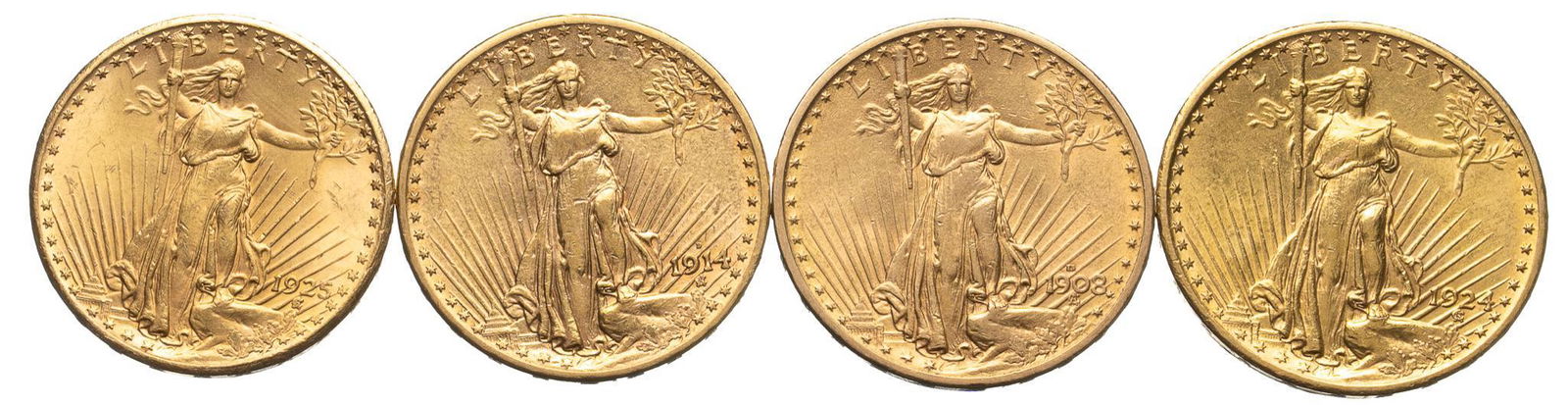 (4) US 20 Dollar Saint Guadens Gold Coins (1 of 2)