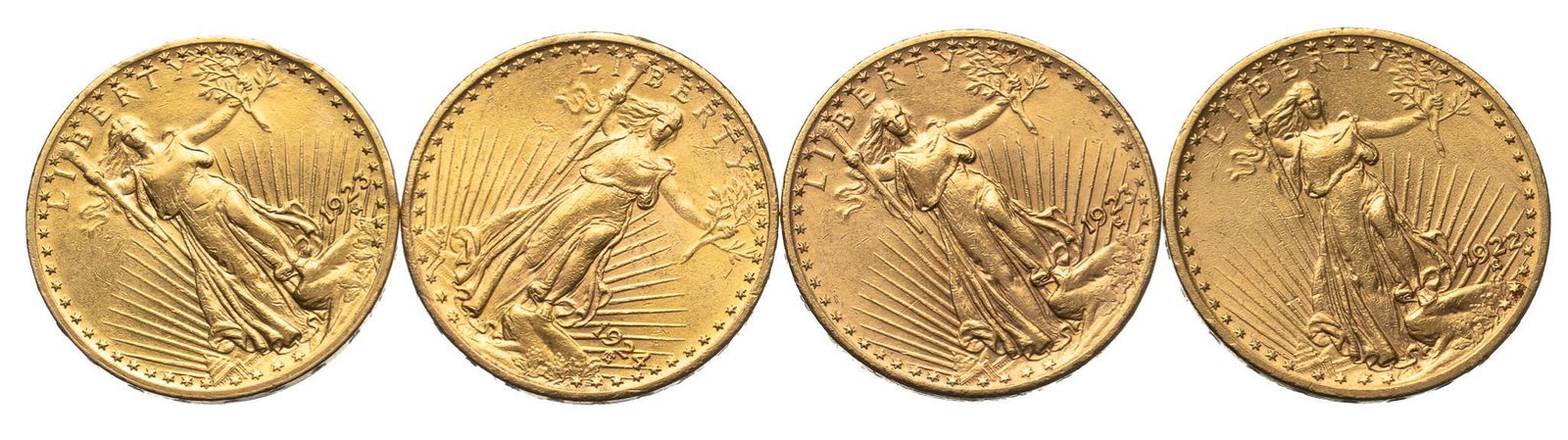 (4) US 20 Dollar Saint Guadens Gold Coins (1 of 2)