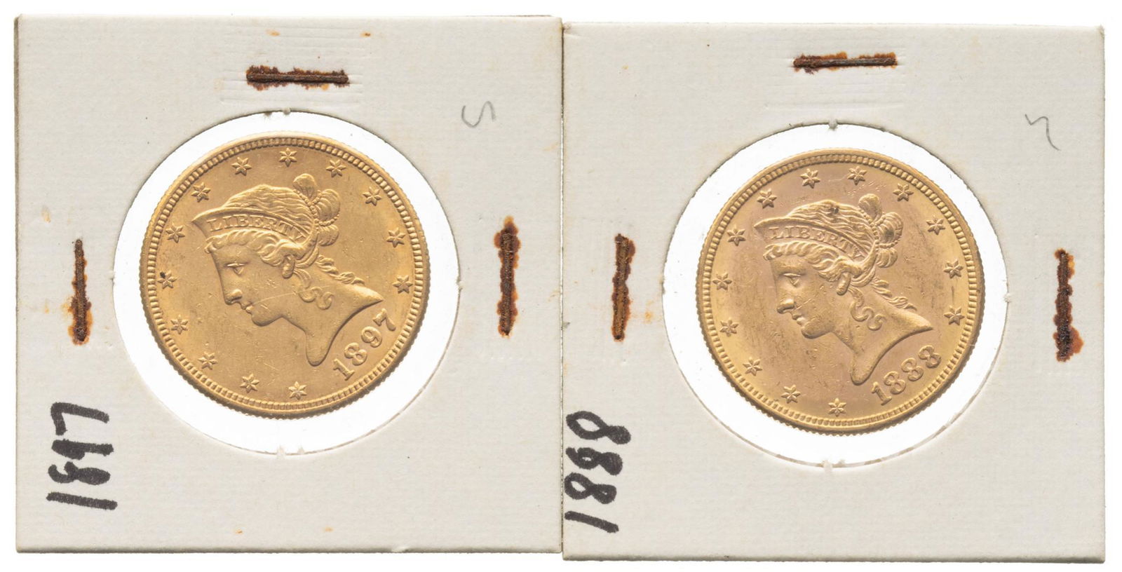 (2) US 10 Dollar Liberty Head Gold Coins (1 of 2)