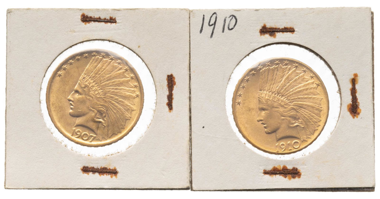 (2) US 10 Dollar Indian Head Gold Coins (1 of 2)