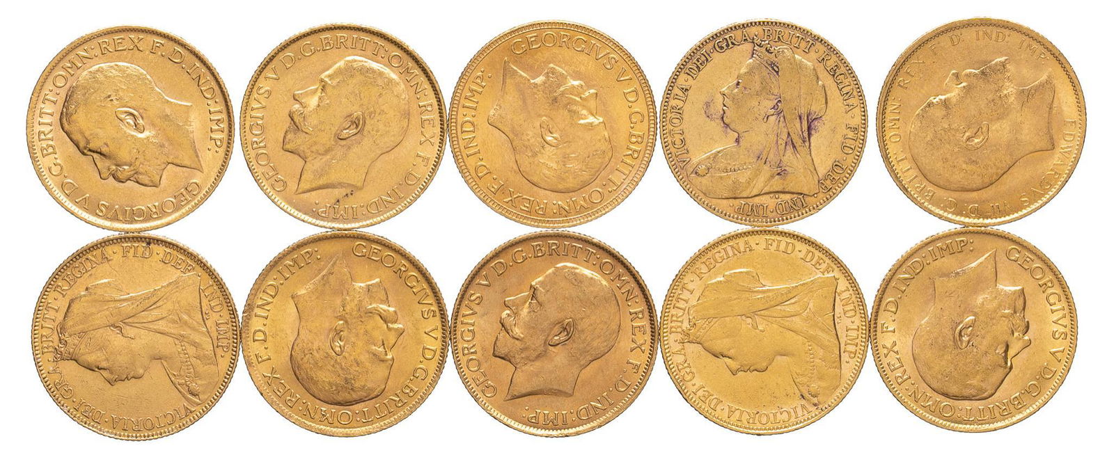 (10) British Gold Sovereign Coins (1 of 2)