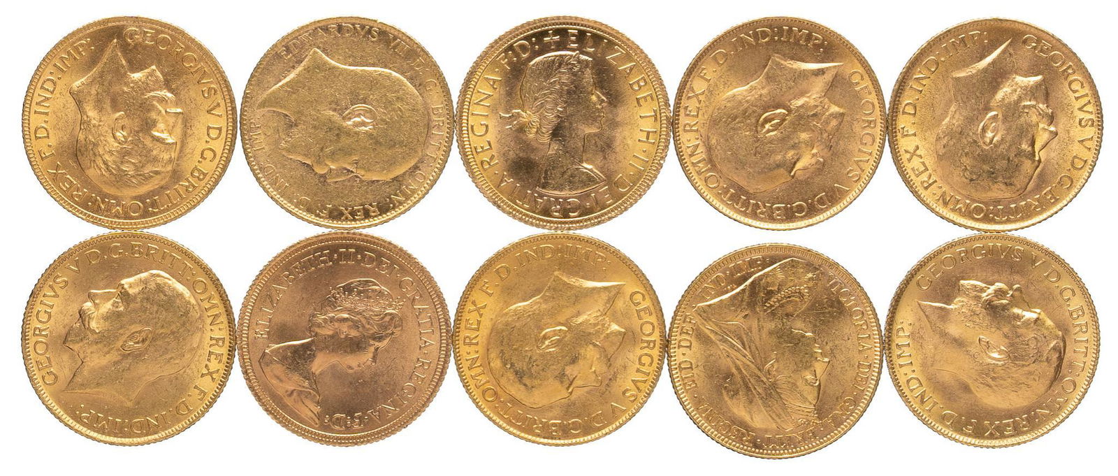 (10) British Gold Sovereign Coins (1 of 2)