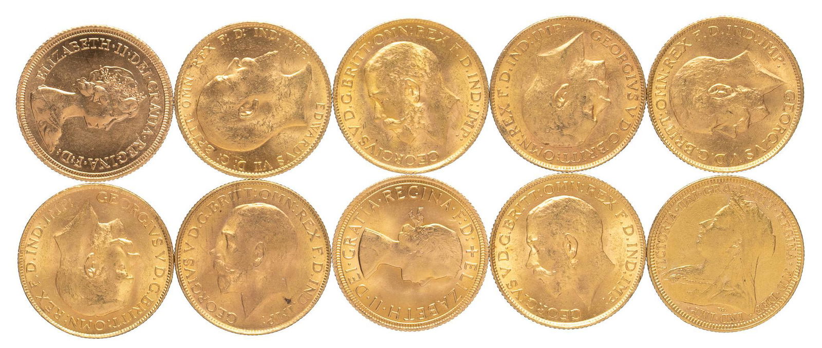 (10) British Gold Sovereign Coins (1 of 2)