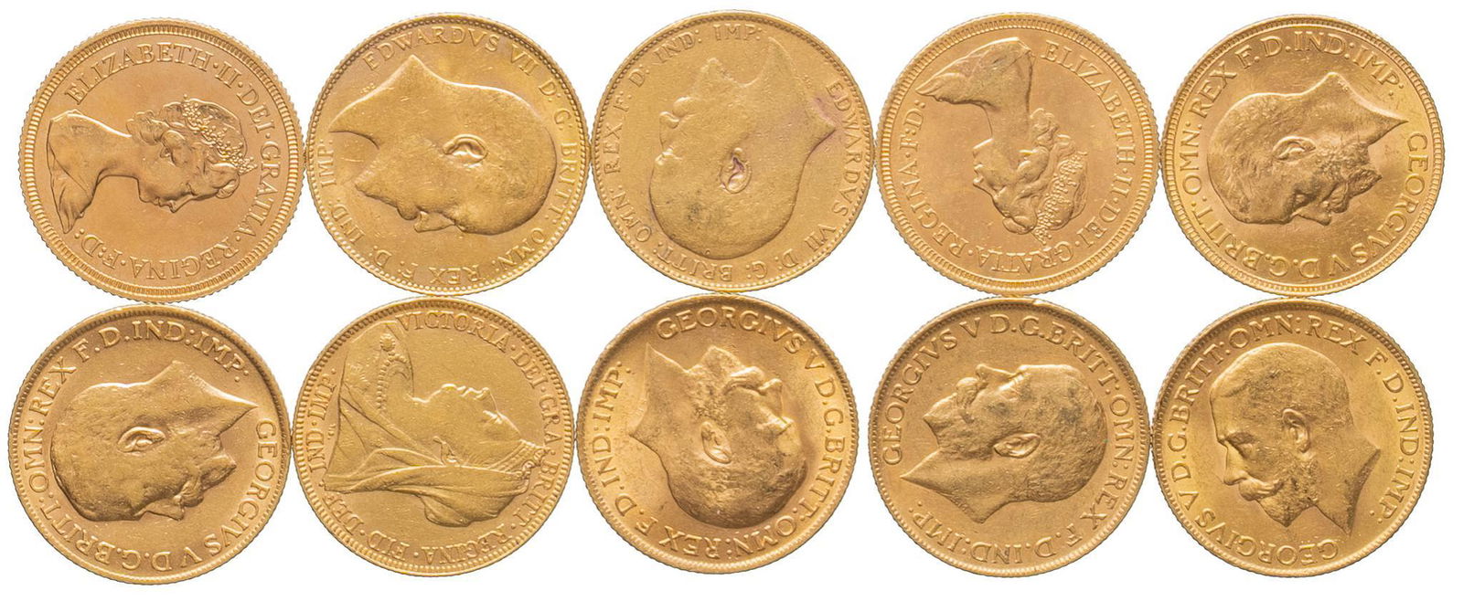 (10) British Gold Sovereign Coins (1 of 2)
