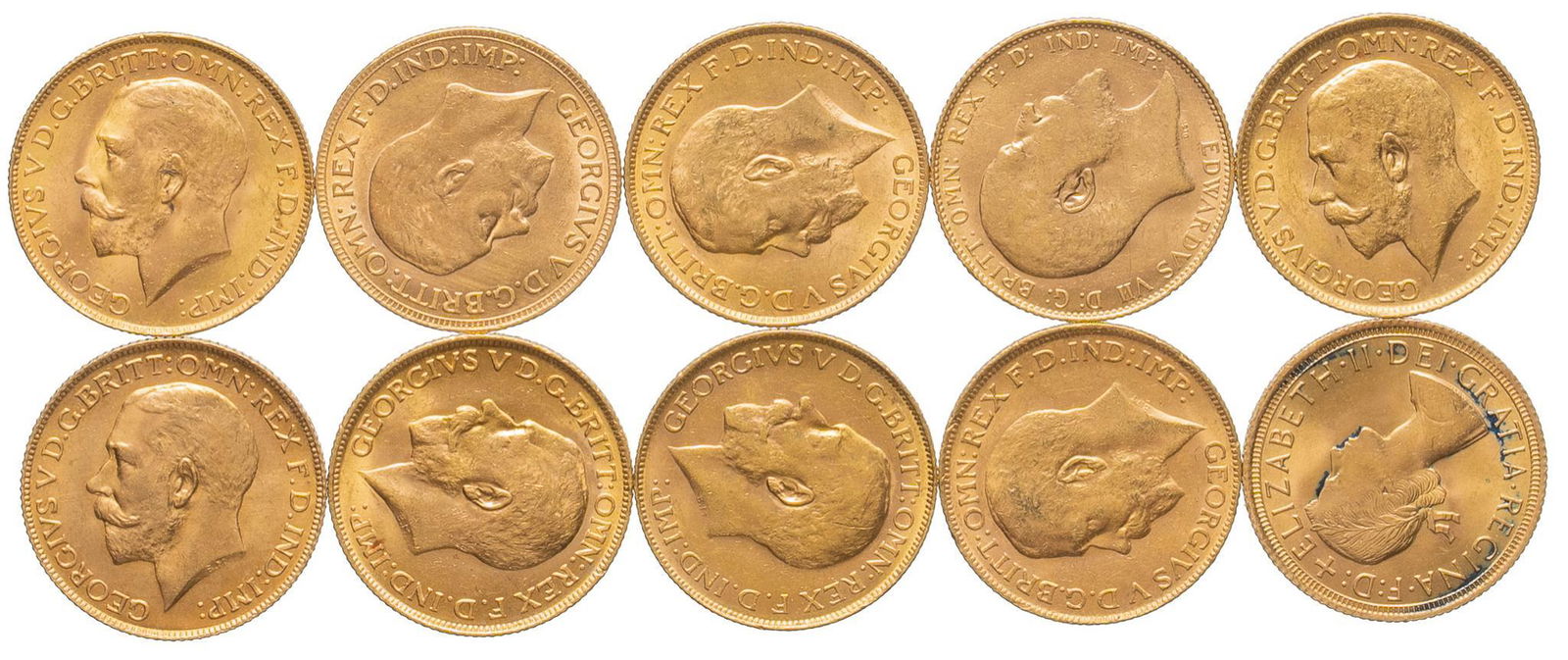 (10) British Gold Sovereign Coins (1 of 2)