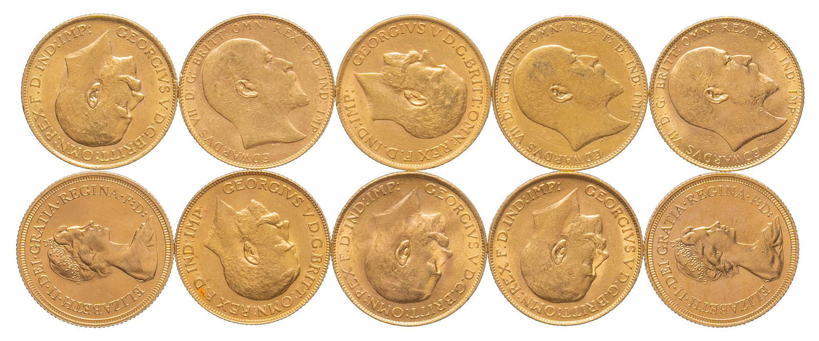 (10) British Gold Sovereign Coins (1 of 2)