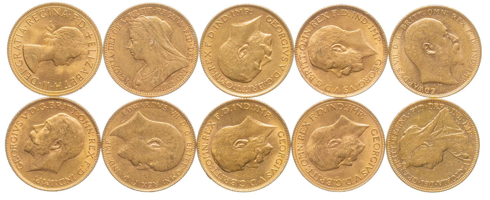 (10) British Gold Sovereign Coins (1 of 2)