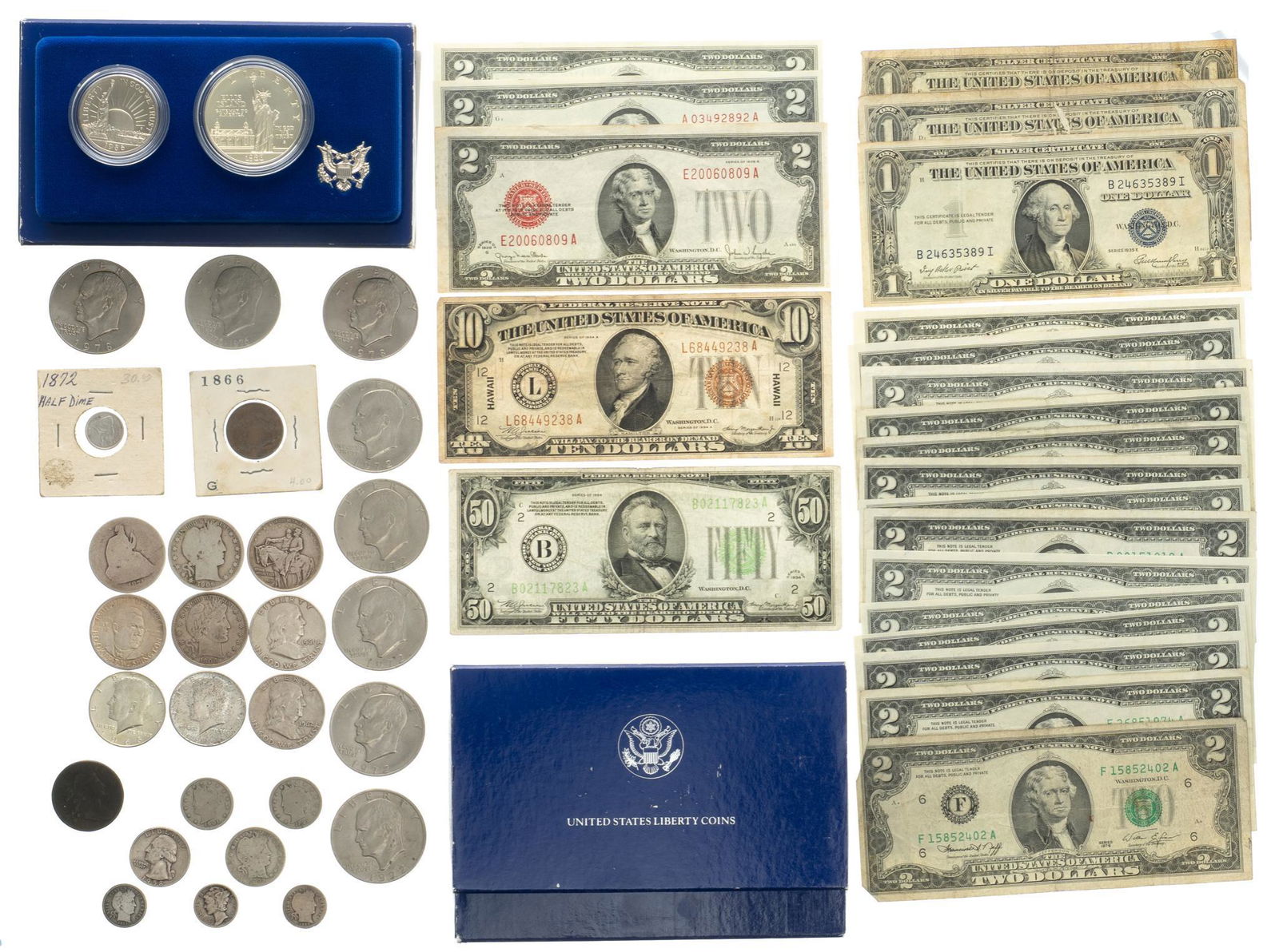 Collection of Mixed US Bills & Coins (1 of 9)